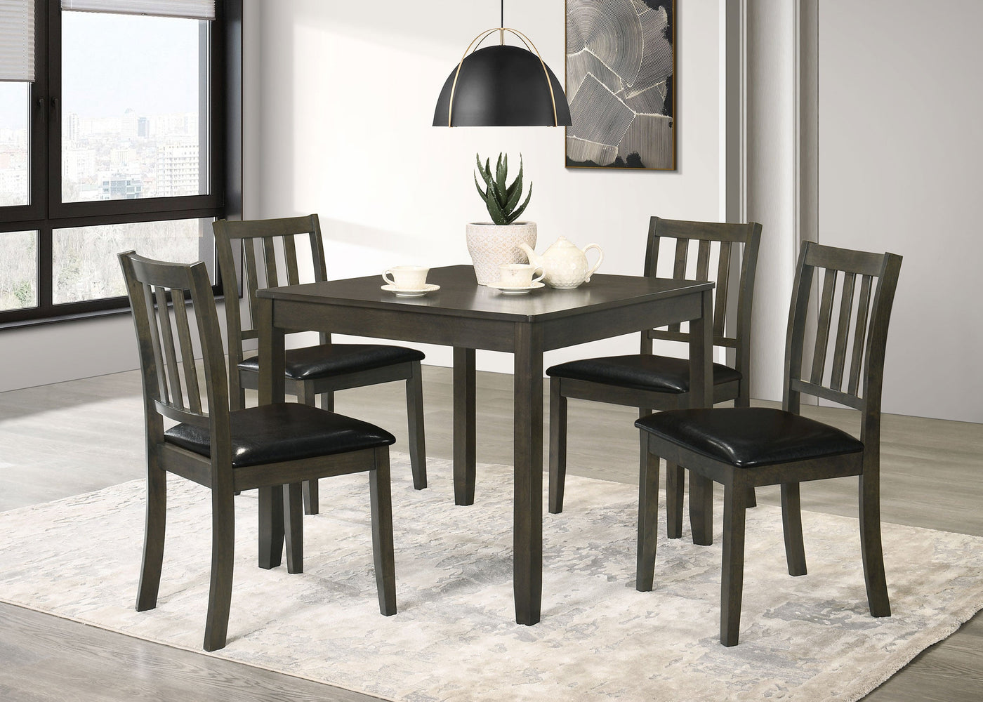 Juego de mesa de comedor cuadrada Parkwood color carbón