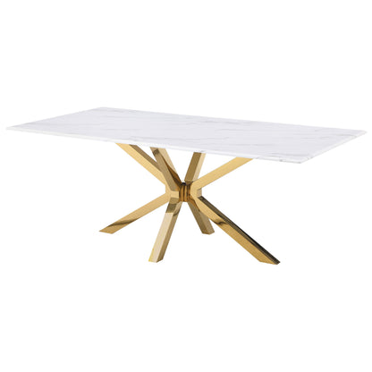 Mesa de comedor rectangular Venera de 79 pulgadas de imitación de mármol blanco