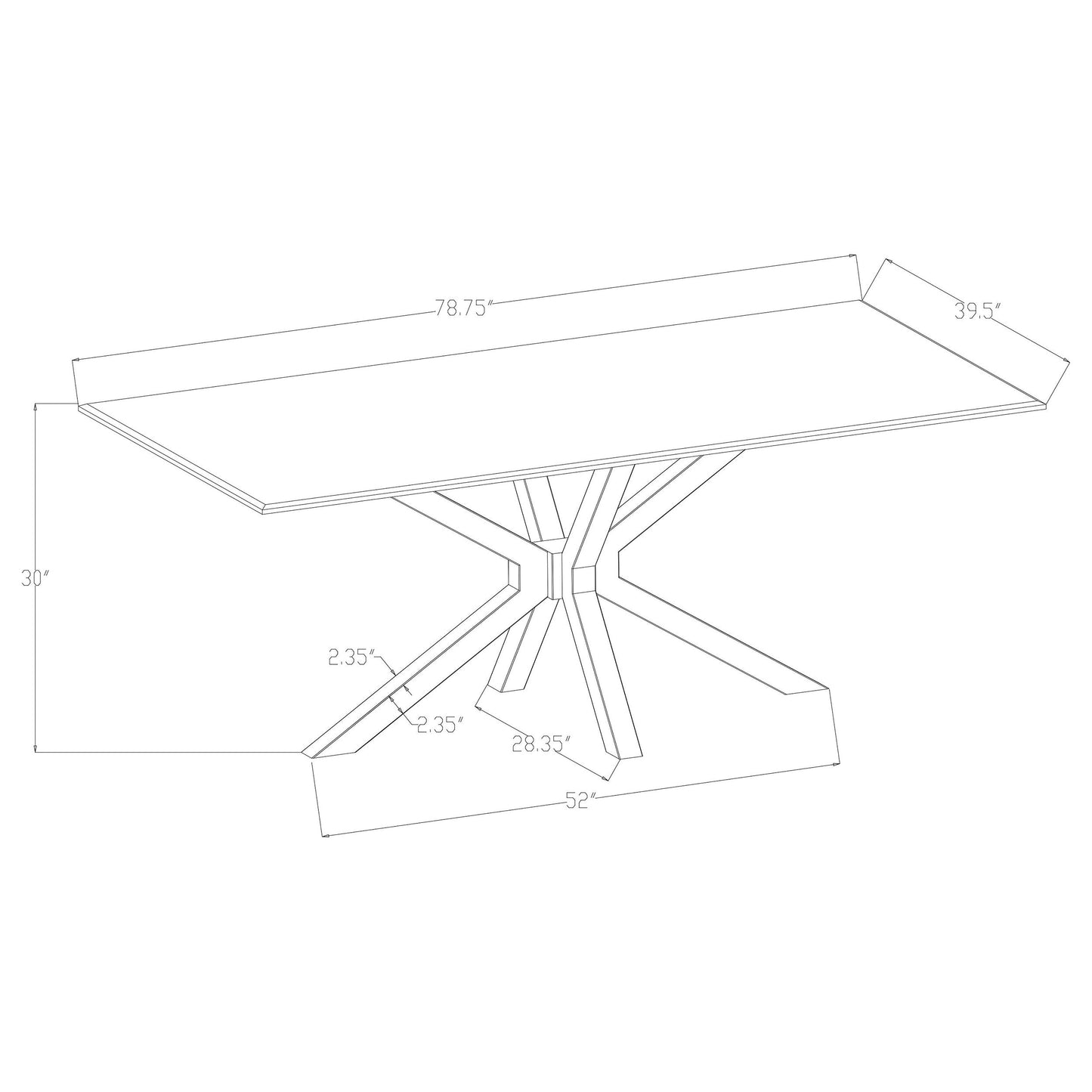 Mesa de comedor rectangular Venera de 79 pulgadas de imitación de mármol blanco
