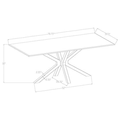 Mesa de comedor rectangular Venera de 79 pulgadas de imitación de mármol blanco