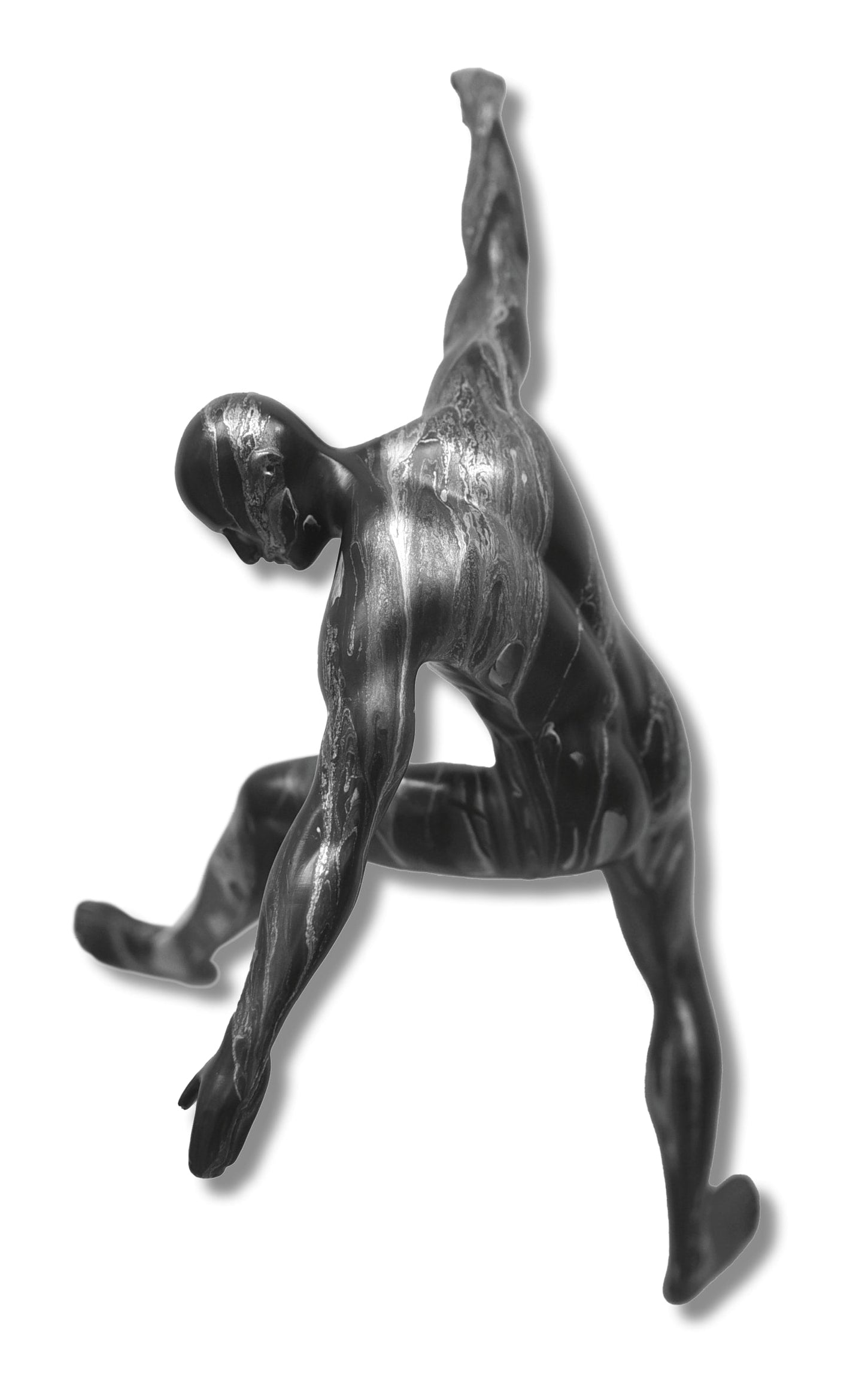 ''Sleek Black and Silver Motion Sculpture'' Painted Resin Sculpture