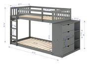 Moby Mission Twin over Twin Bunkbed with 4 Drawer Dresser & Shelves