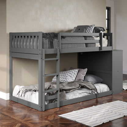 Moby Mission Twin over Twin Bunkbed with 4 Drawer Dresser & Shelves