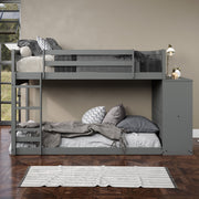 Moby Mission Twin over Twin Bunkbed with 4 Drawer Dresser & Shelves
