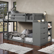 Moby Mission Twin over Twin Bunkbed with 4 Drawer Dresser & Shelves