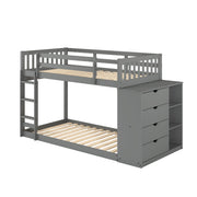 Moby Mission Twin over Twin Bunkbed with 4 Drawer Dresser & Shelves