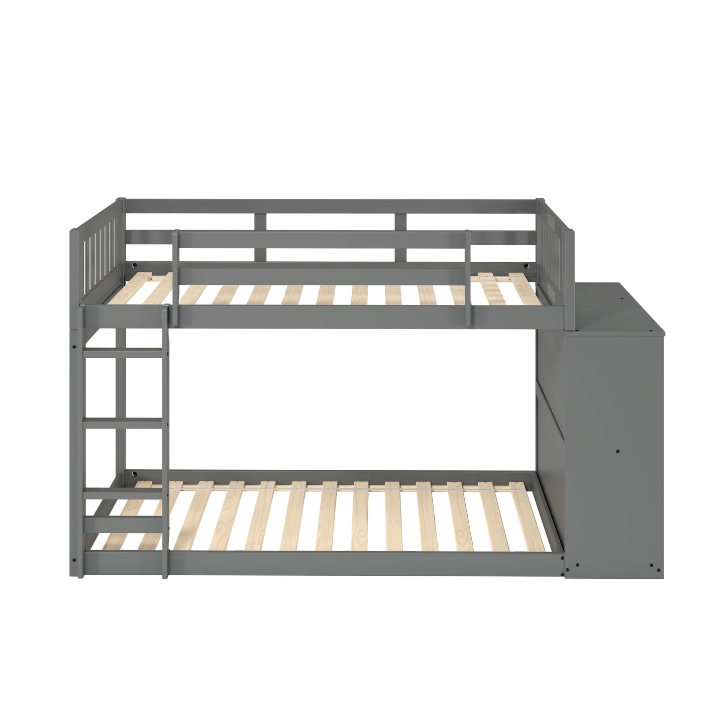 Moby Mission Twin over Twin Bunkbed with 4 Drawer Dresser & Shelves