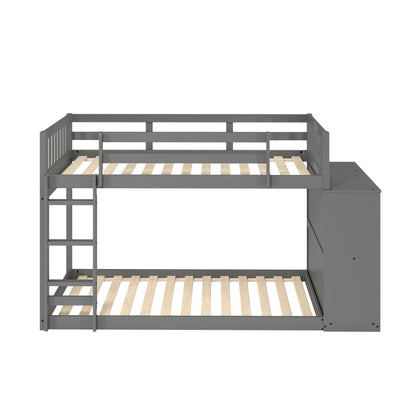 Moby Mission Twin over Twin Bunkbed with 4 Drawer Dresser & Shelves