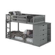 Moby Mission Twin over Twin Bunkbed with 4 Drawer Dresser & Shelves