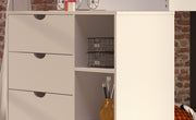 Moby Mission Twin over Twin Bunkbed with 4 Drawer Dresser & Shelves
