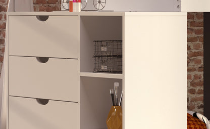 Moby Mission Twin over Twin Bunkbed with 4 Drawer Dresser & Shelves