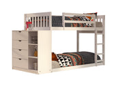 Moby Mission Twin over Twin Bunkbed with 4 Drawer Dresser & Shelves