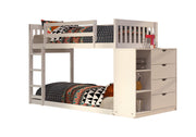 Moby Mission Twin over Twin Bunkbed with 4 Drawer Dresser & Shelves