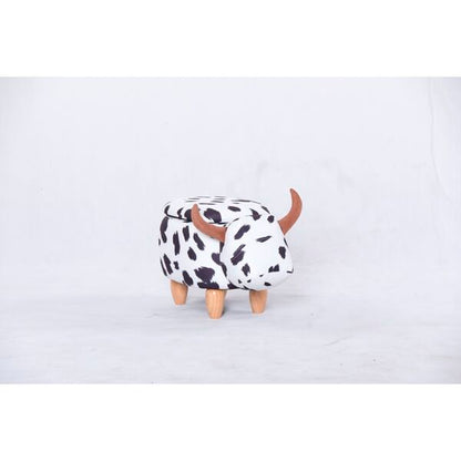 Cow Storage Stool in White and Black