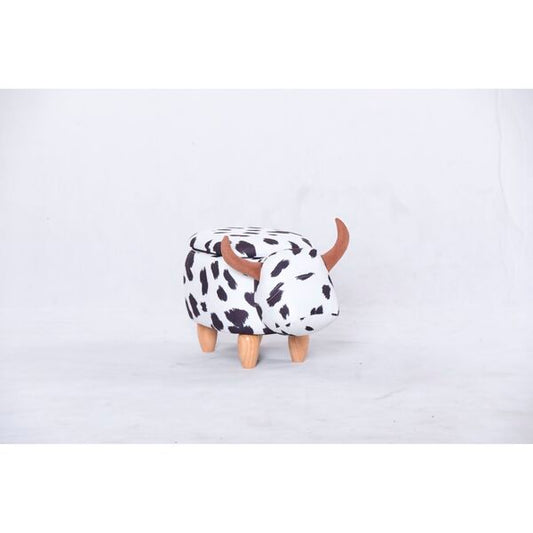 Cow Storage Stool in White and Black