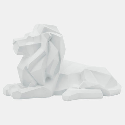 Resin 13" Laying Lion, White