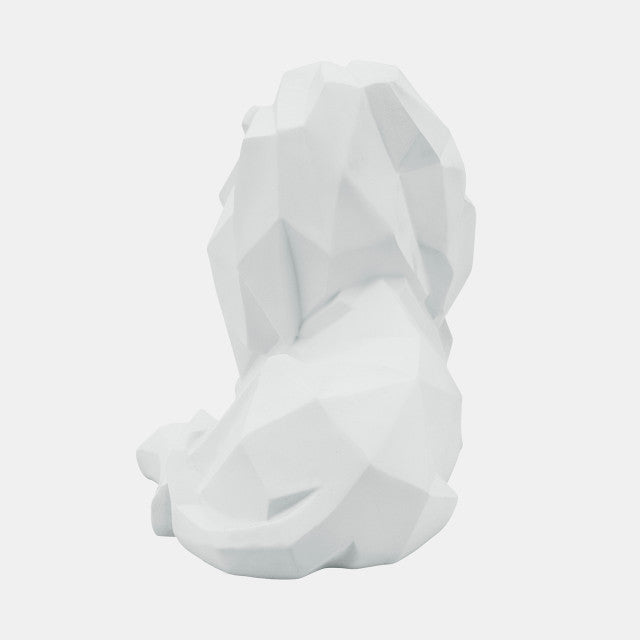 Resin 13" Laying Lion, White
