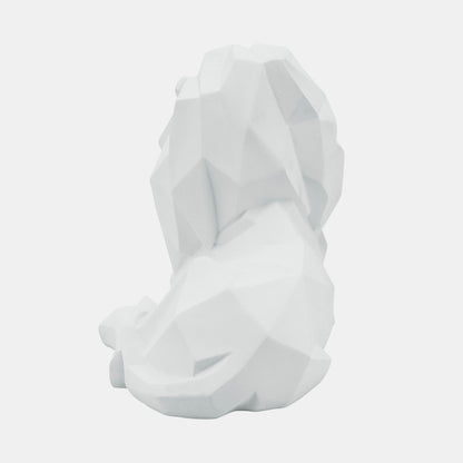 Resin 13" Laying Lion, White