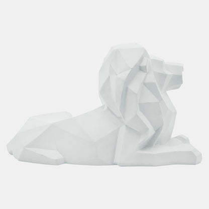 Resin 13" Laying Lion, White
