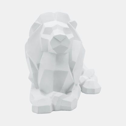 Resin 13" Laying Lion, White