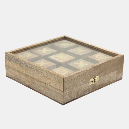 Caja de madera para tres en raya