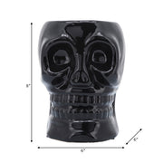 Cer, 6" Skull Vase, Black