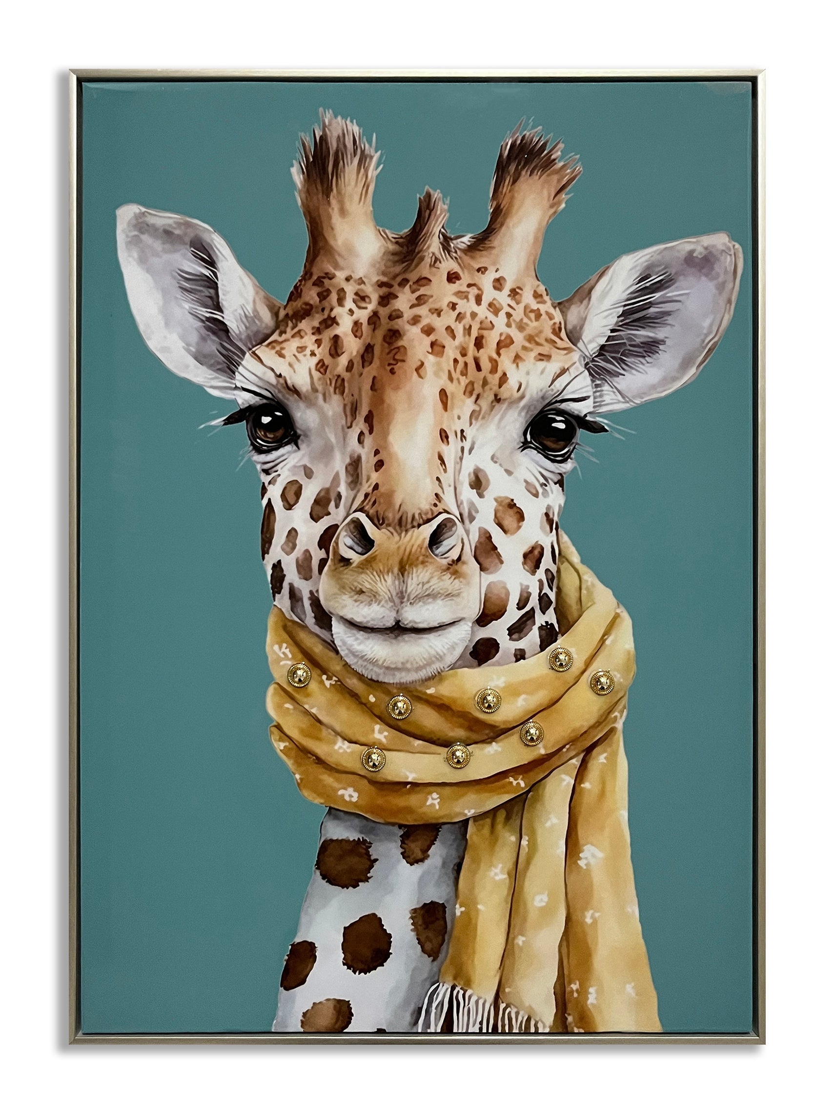 ''Giraffe Mustard Scarf'' Gloss Canvas w/ Studs in Frame