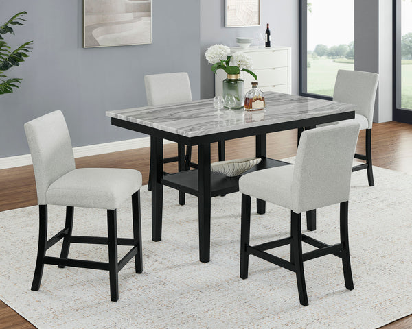 Marbel 5Pk Faux Marble Counter Height Dining Set