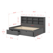 Bookcase Daybed with Dual Underbed Drawers