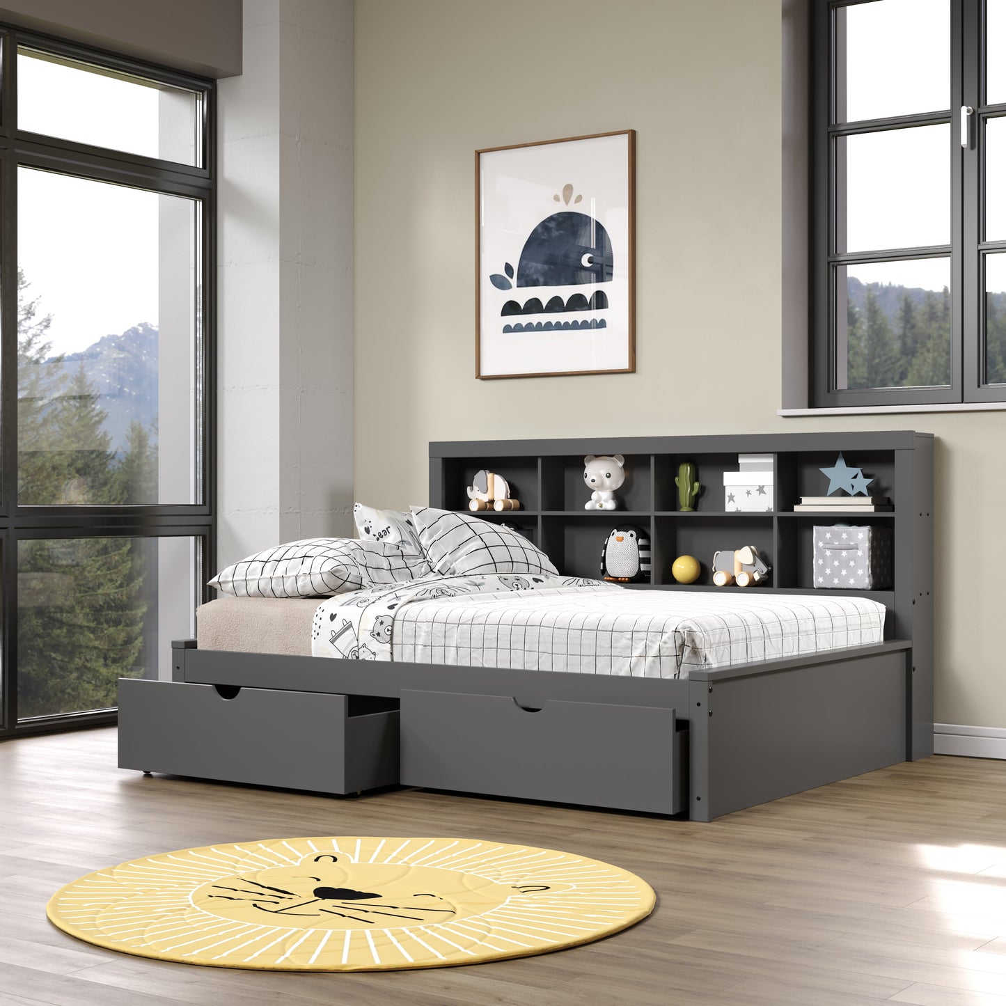 Bookcase Daybed with Dual Underbed Drawers