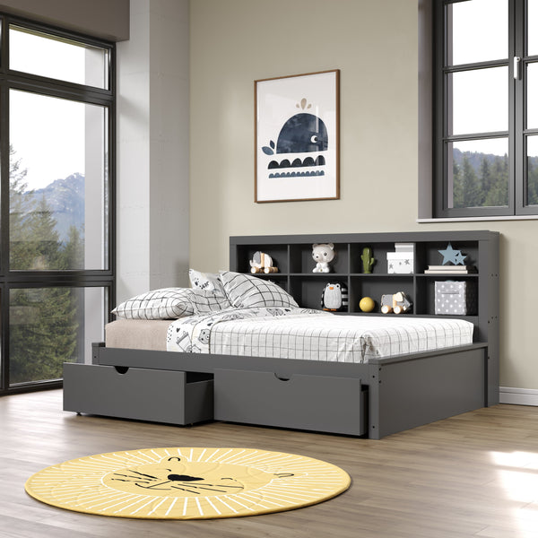 Bookcase Daybed with Dual Underbed Drawers