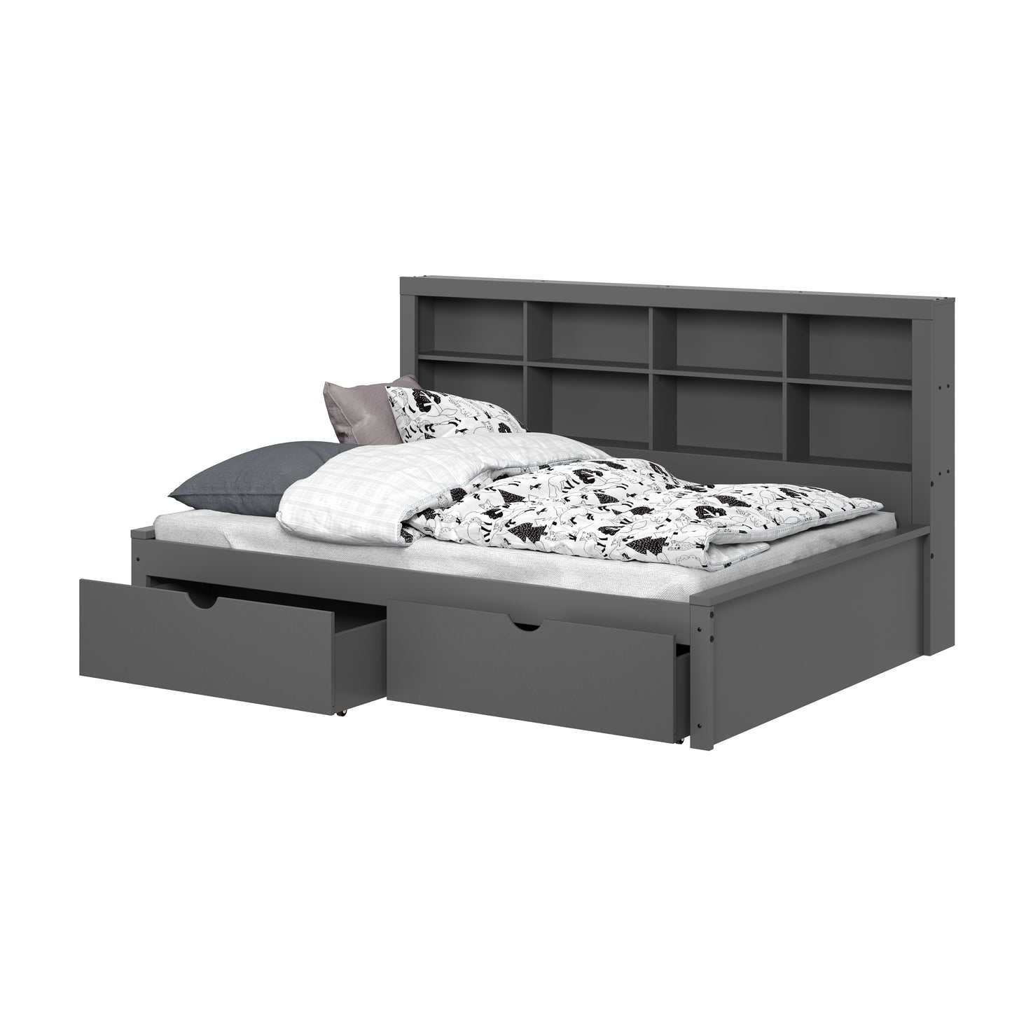 Bookcase Daybed with Dual Underbed Drawers