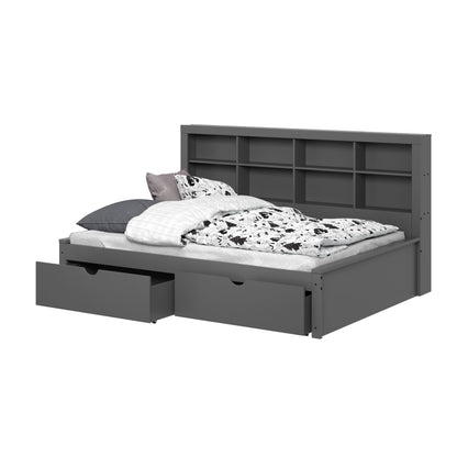 Bookcase Daybed with Dual Underbed Drawers