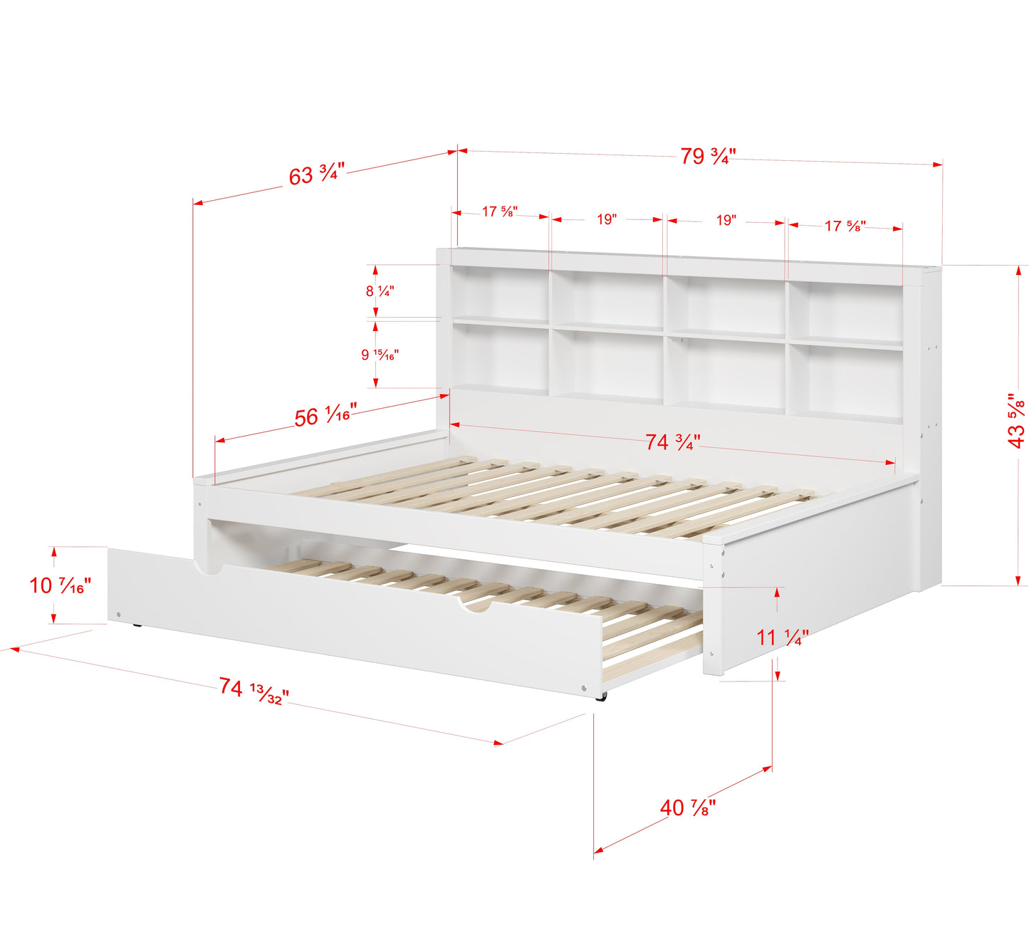 Bookcase Daybed with Twin Trundle