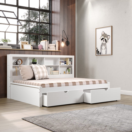 Bookcase Daybed with Dual Underbed Drawers