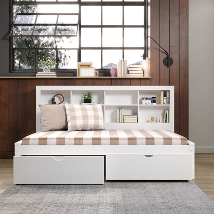 Bookcase Daybed with Dual Underbed Drawers