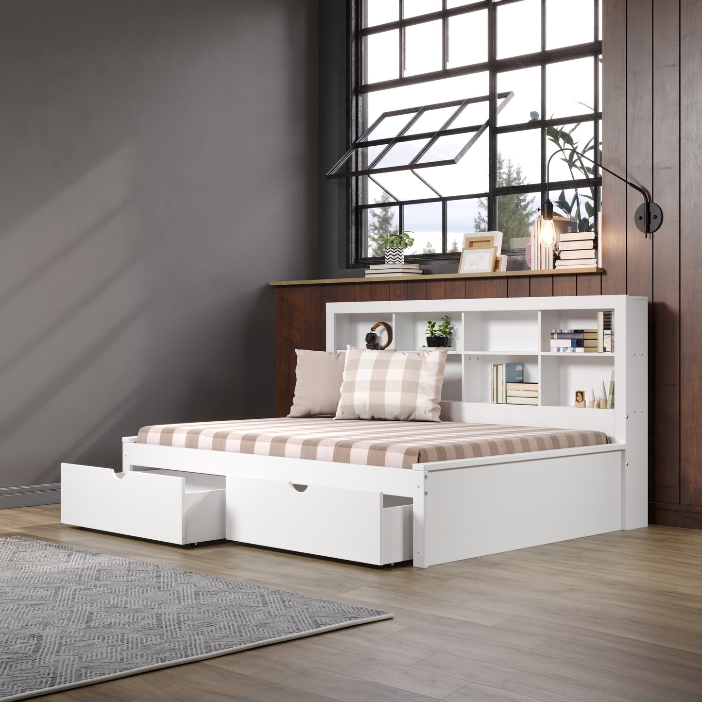 Bookcase Daybed with Dual Underbed Drawers