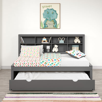 Bookcase Daybed with Trundle Bed