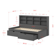 Bookcase Daybed with Dual Underbed Drawers