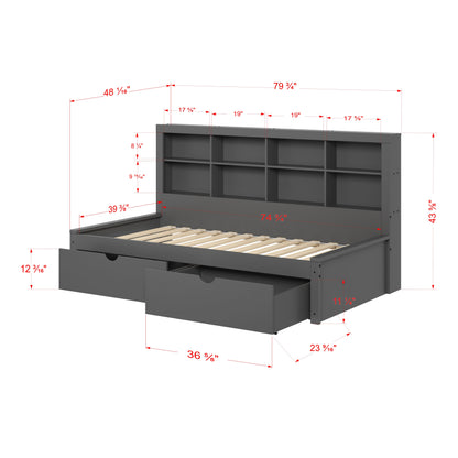 Bookcase Daybed with Dual Underbed Drawers
