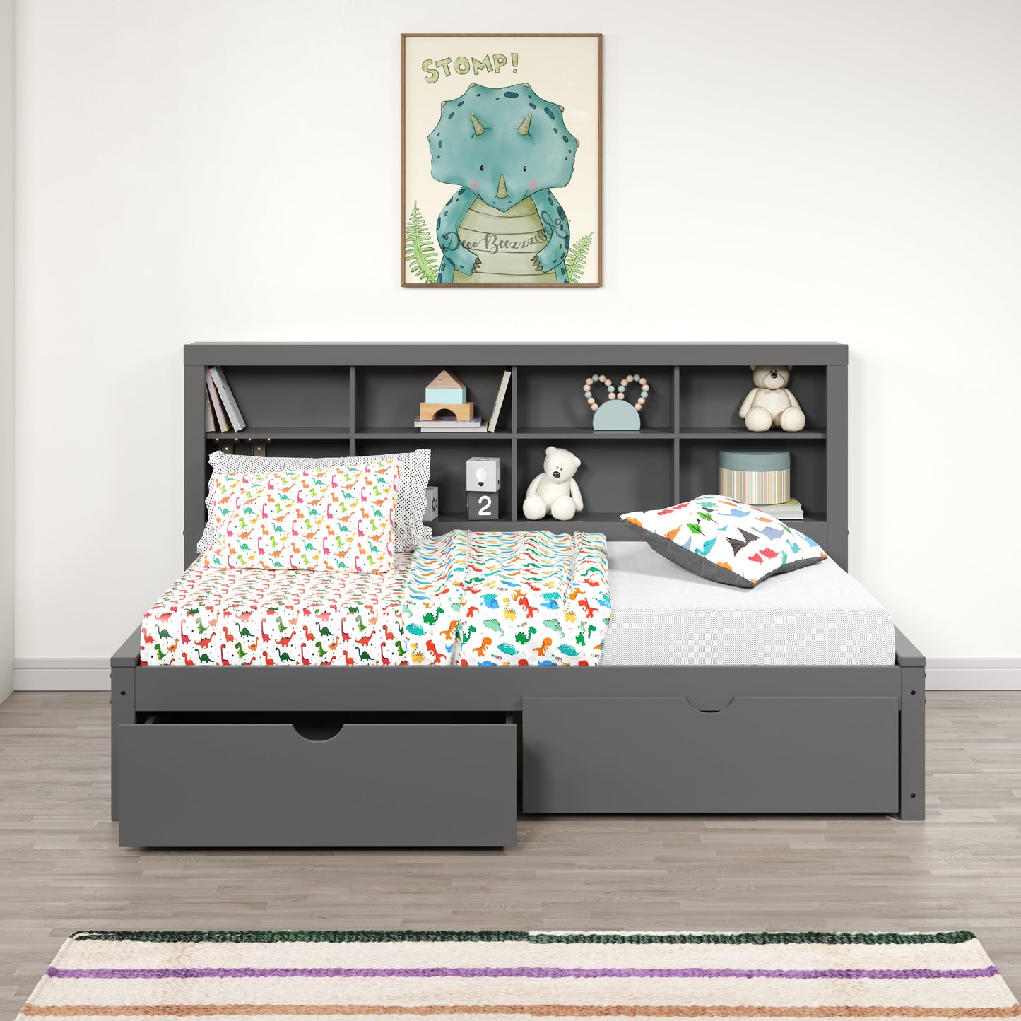 Bookcase Daybed with Dual Underbed Drawers