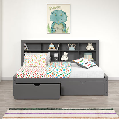 Bookcase Daybed with Dual Underbed Drawers