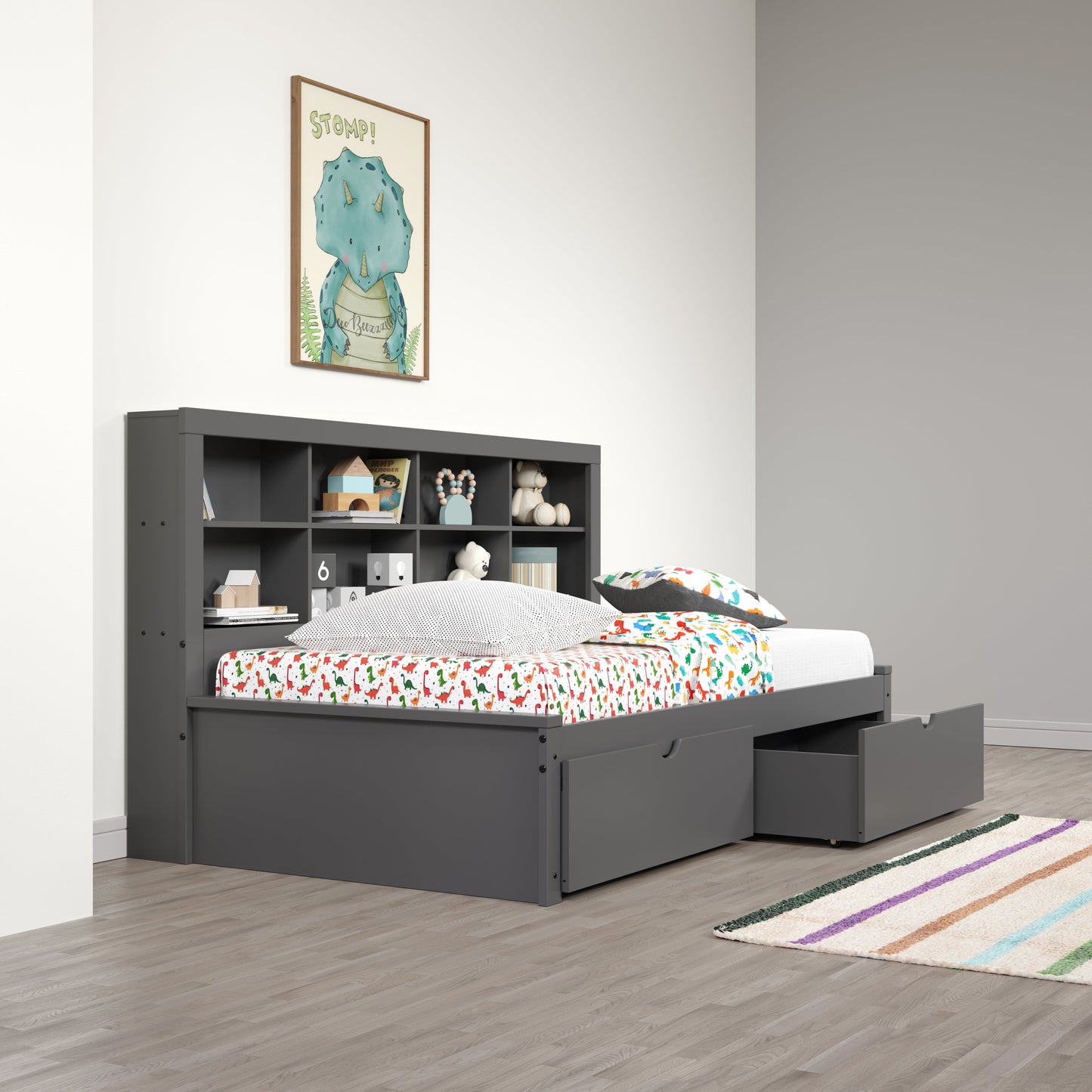 Bookcase Daybed with Dual Underbed Drawers
