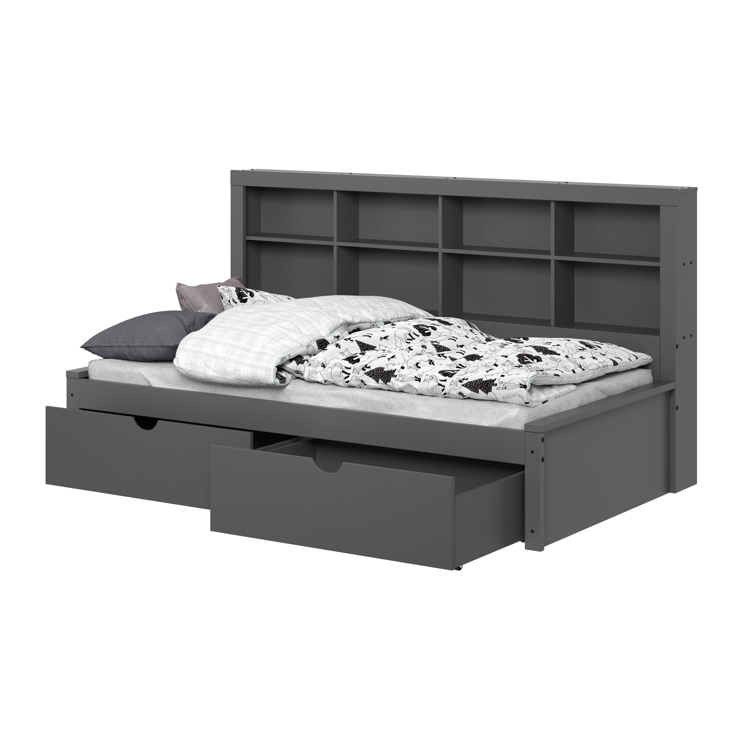 Bookcase Daybed with Dual Underbed Drawers