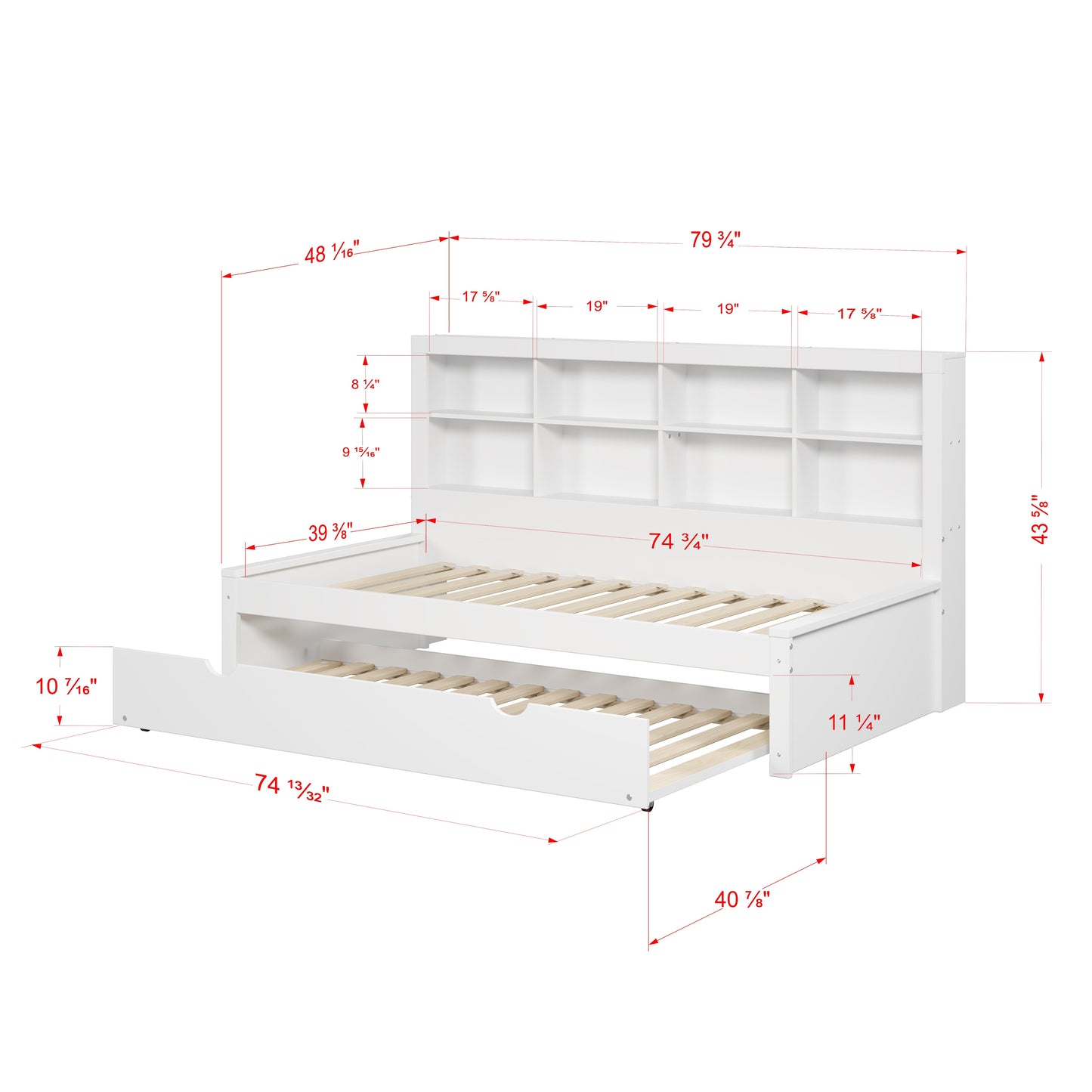 Bookcase Daybed with Trundle