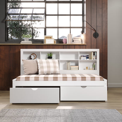 Bookcase Daybed with Dual Underbed Drawers