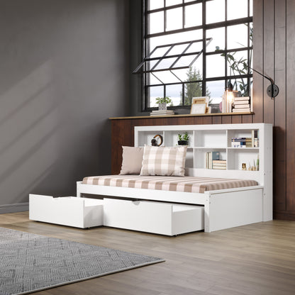 Bookcase Daybed with Dual Underbed Drawers