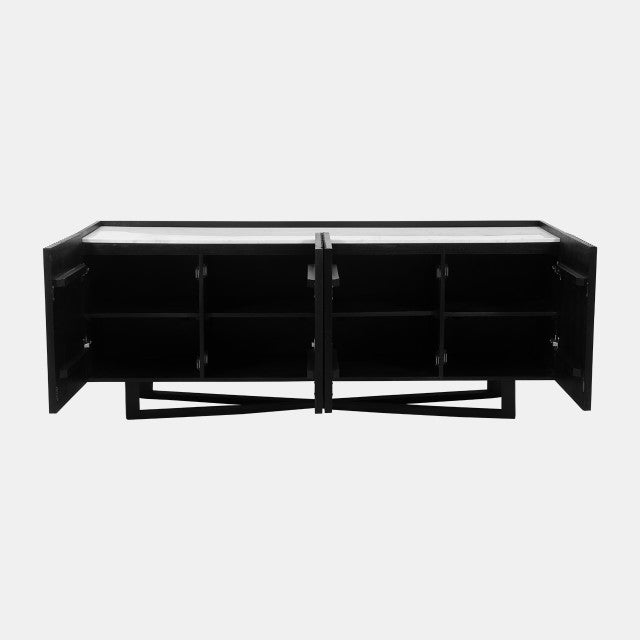 Wood/Marble 4-door Fluted Sideboard