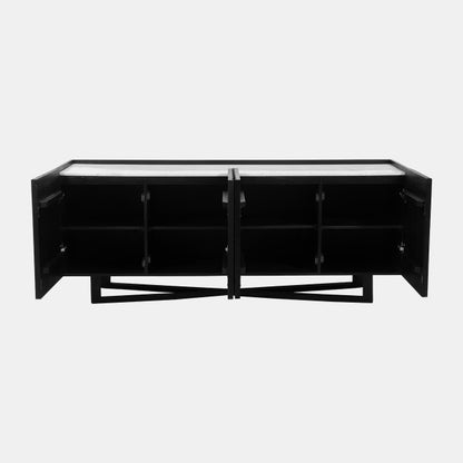 Wood/Marble 4-door Fluted Sideboard