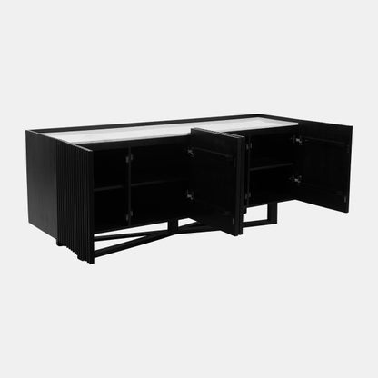 Wood/Marble 4-door Fluted Sideboard
